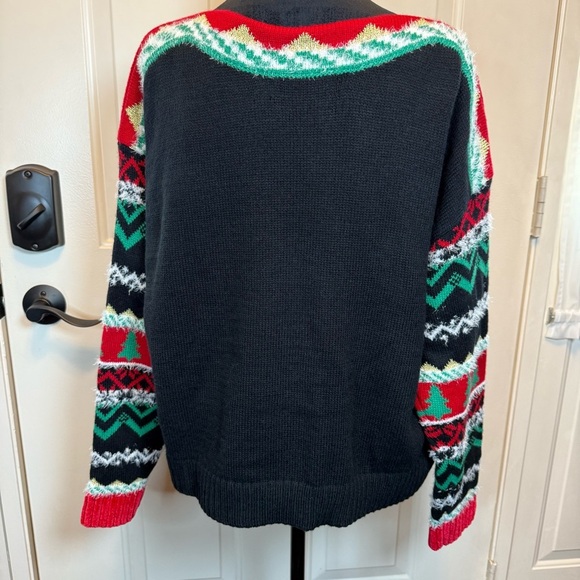 33 Degrees Christmas Sweater Sz XS Brown Dog Graphic Ugly Sequins Jingle - Picture 11 of 14